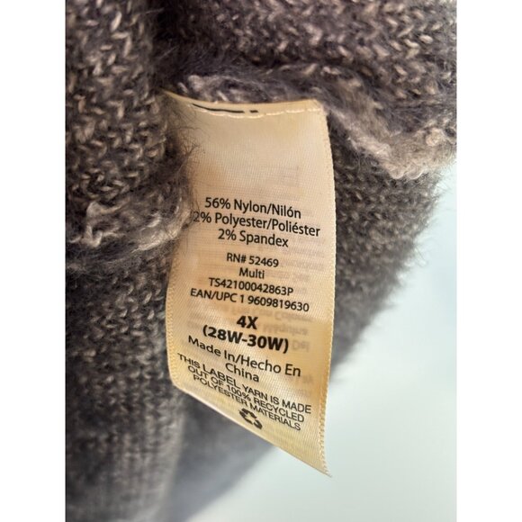 Terra & Sky Cardigan 4X Gray Tiger Stripe Jacquard Eyelash Duster Open-Front NWT - Picture 8 of 8